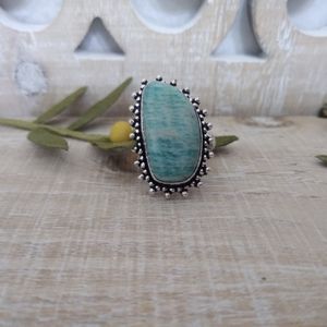 AMAZONITE SILVER STONE RING NWOT